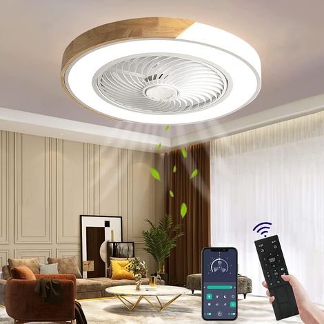 Ventilateur de plafond en bois avec éclairage LED (1/5)