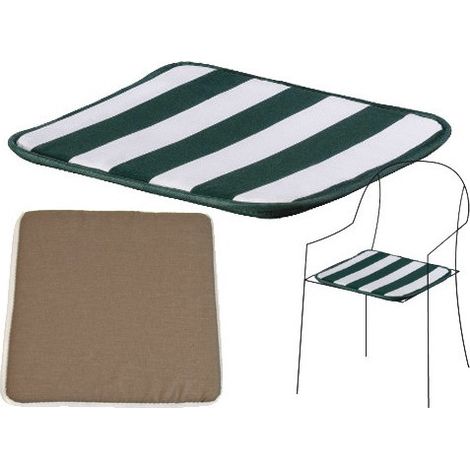 Cojín Action asiento blanco/verde 38x38x2 cm – Comodidad práctica para sillas de jardín