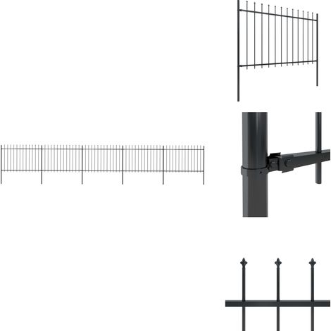 Gartenzaun mit Speerspitzen Stahl 8,5 x 1,2 m Schwarz - Gartenzaun - Stahlezaunt - Metallzaun - Zaun Schwarz - Zierzaun (1/5)