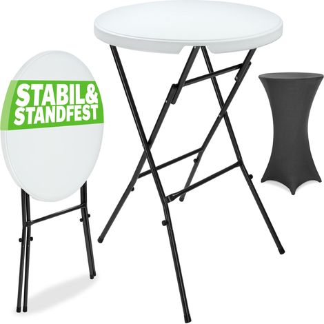 CASARIA® Stehtisch 72 cm mit Husse Klappbar Rund Bistrotisch Outdoor 110 cm Hoch Bartisch Garten Wetterfest Klapptisch Partytisch Hochzeit Kunststoff Anthrazit