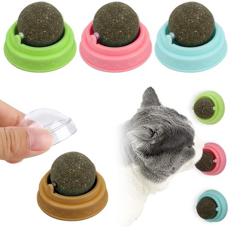 4 Stück Katzenminze Bälle Spielzeug Drehbar Catnip Wandball Katze (1/5)