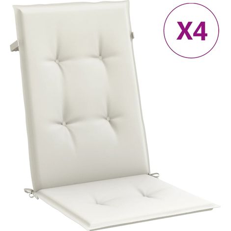 Cojines silla respaldo alto 4 uds tela crema melange 120x50x4cm vidaXL