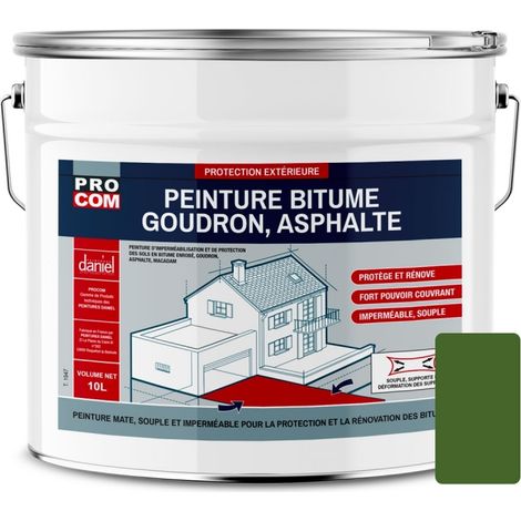 Peinture bitume, résine sol enrobé bitumeux, asphalte, goudron, macadam PROCOM 4b6331 10 litres