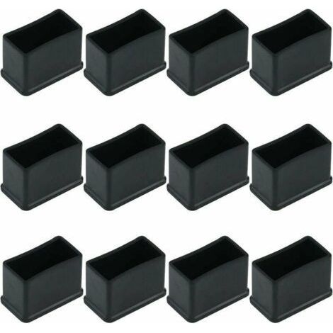 Lot de 12 Embouts de Protection Rectangulaires en Feutre de Caoutchouc pour Pieds de Table ou de Chaise - Noir, 15 x 30 mm. (1/5)