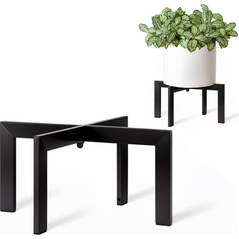 Convient aux pots de 12,7 à 30,5 cm noir,Support de plantes moderne en métal du milieu du siècle pour intérieur et extérieur, support de plantes bas et court pour intérieur et extérieur