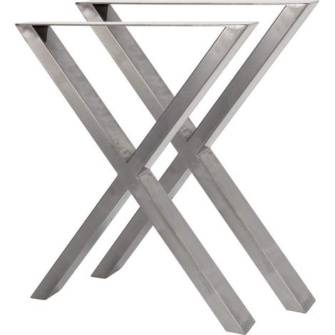 Bc-elec - HMLT-3 Set de 2 patas de mesa en acero inoxidable formato X barnizado, patas de mesa metálicas 60x72cm (1/5)