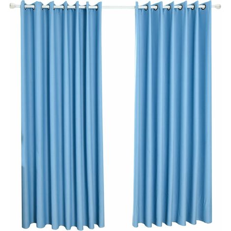 Green Mobility-Rideau en tissu occultant de haute precision, perfore140 245cm, bleu bleu (1/5)