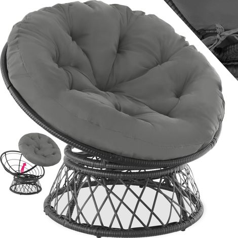 Poltrona girevole in rattan nera (1/5)
