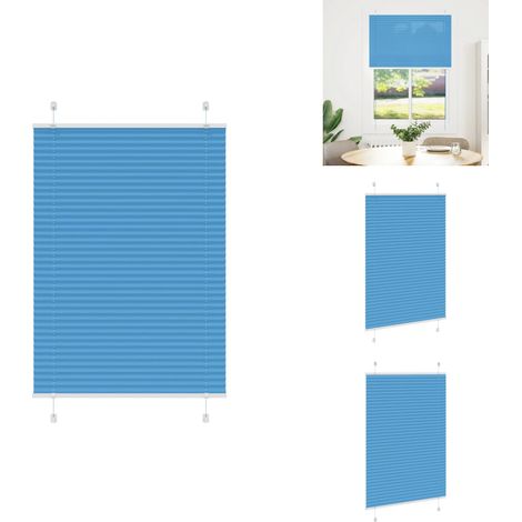 Store plissé bleu 85x100 cm largeur du tissu 84,4 cm polyester - Store Plissé - Stores Plissés - Store Plissé De Fenêtre - Plisse Aveugle (1/5)