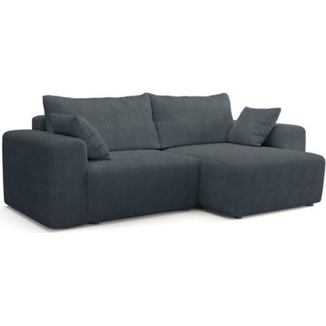 Canapé d'angle convertible réversible - 5 places - BOMBEY - Tissu Gris anthracite - 264 x 162 x 85 cm (1/5)