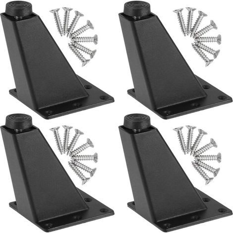 Set of 4 Adjustable Furniture Feet, Adjustable Triangular Kitchen Furniture Legs, Aluminum Alloy Furniture Legs, Breakfast Bar Desk Table Legs, Black (1/5)