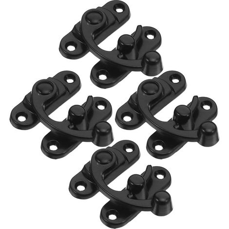 Boucle métallique rétro, lot de 4, pour boîtes et armoires en bois, noire, fermeture décorative (1/5)