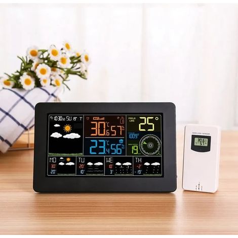 Station Mto Intelligente WiFi Intrieure et Extrieure Sans Fil avec Capteur Prvisions sur 5 Jours multicolore STATION METEO (1/5)