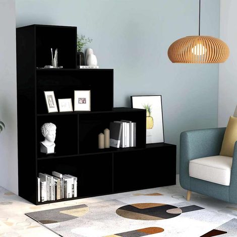 vidaXL Estantería/divisor madera contrachapada negro 155x24x160 cm (1/5)