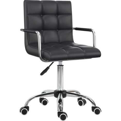 Chaise de bureau ergonomique réglable en hauteur 46-61 cm avec accoudoirs, revêtement simili cuir blanc (1/5)