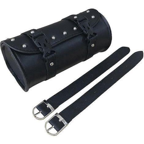 Sacoche de guidon en cuir pour voiture, sacoche utilitaire pour moto, sacoche de guidon en cuir, sacoches de guidon-Black