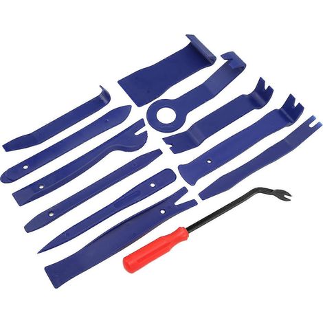 12-teiliges Auto-Verkleidungs-Demontage-Werkzeugset, kratzfest, mit 15 cm langem, rotem Befestigungsentferner, Oxford-Tasche