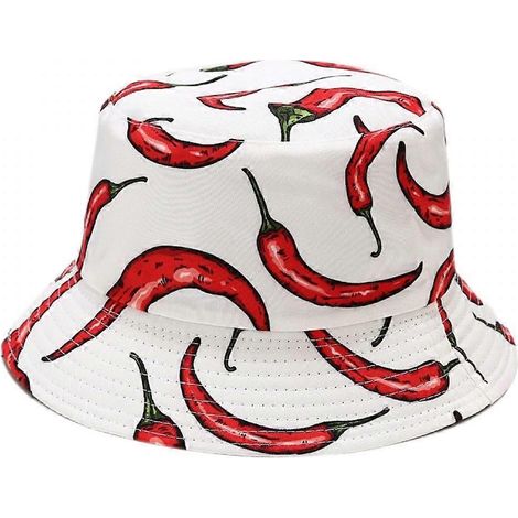 Chapeau bob Wekity mignon, style pêcheur, pour femme, réversible et unisexe (Chili-Blanc) (1/5)