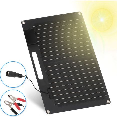 100-W-monokristallines Solarpanel mit dualem 12-V-/24-V-Ausgang, Kfz-Batterieladegerät mit Regler und 2 USB-Anschlüssen (1/5)