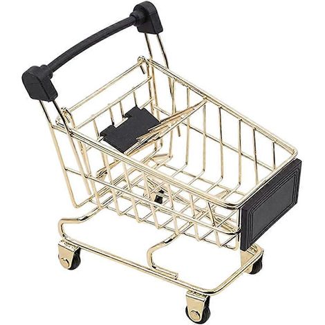 1 panier de rangement miniature doré en forme de chariot-10.50X10.00X8.00CM-Golden (1/4)