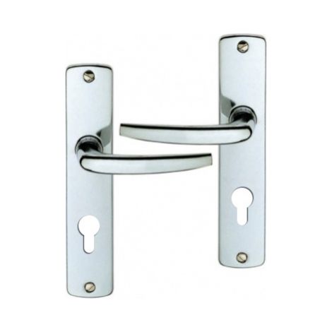Ouvre&Déco – Poignée de porte d'entrée à cylindre en zamak chromé brillant – Entraxe 165 mm – Compatible avec serrures à relevage 3/5 points