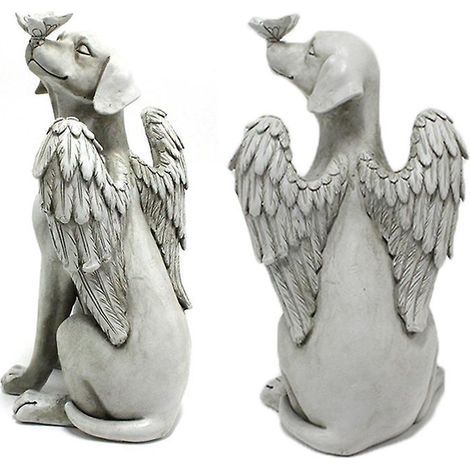 angel Dog Statue Creative Resin Pet Dog Tombstone Memorial Stone Outdoor Garden Animal Ornaments (1/4)