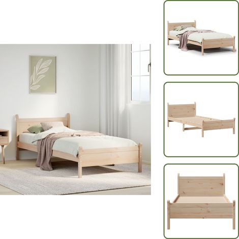 The Living Store Cadre de lit sans matelas 90x200 cm bois de pin massif - Cadre de lit
