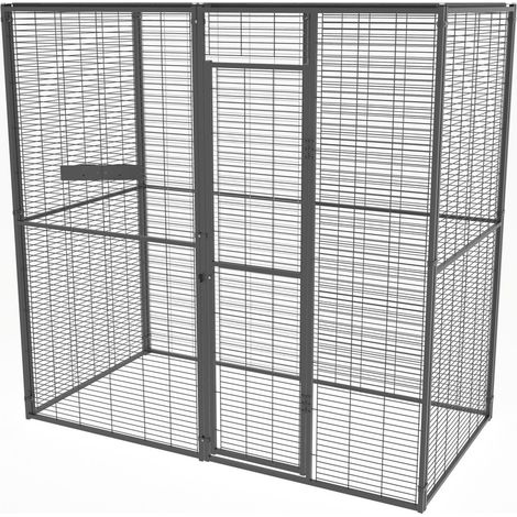 Volière pour perroquets 2m² – Toit maille – Panneaux en acier non toxique – Accès facile avec porte – Ancrage au sol pour résistance intempéries – Imor