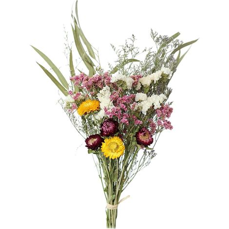 Bouquet De Fleurs Sechees Avec Eucalyptus Et Roses - Decoration Naturelle Style Nordique Pour Salon Ou Etagere (1/5)