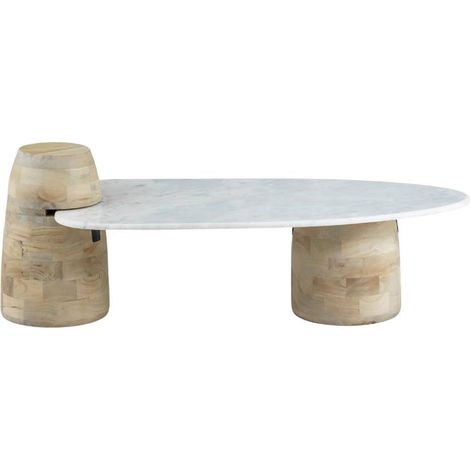 Table basse en bois de manguier et marbre Moana (1/5)