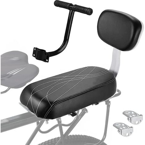 Coussin de Siège Arrière pour Vélo,Vélo Pièces Accessoires Sièges,y Compris Coussin et Dossier, Accoudoirs de Repose Pieds, Mains Courantes pour Enfant Ou Adultes