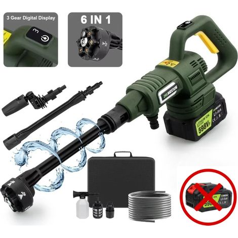 200 Bar 3 Gänge bürstenloser elektrischer Hochdruckreiniger 6 IN 1 Autowaschpistole Wasserspritzpistole für Makita 18 V Batteriestifte, ohne Akku, ohne Ladegerät