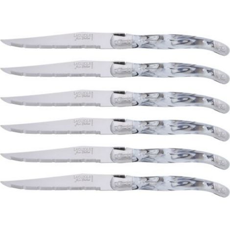JEAN DUBOST - LAGUIOLE BLANC MARBRE 6 couteaux steak