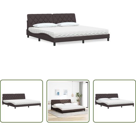 Schlafzimmerbett - Bett mit Matratze Dunkelbraun 200x200 cm Stoff (1/5)