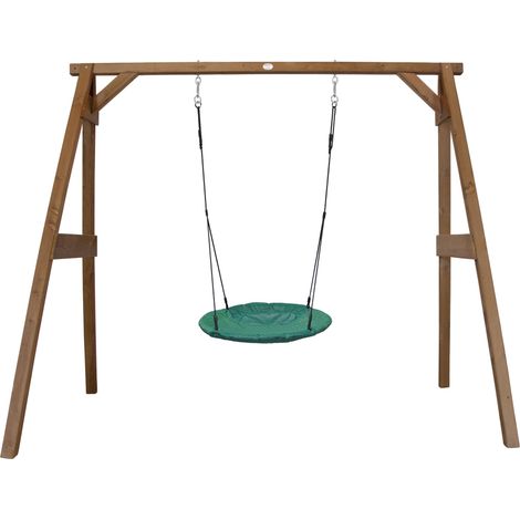 Axi Portique En Bois Fsc Marron Avec Balançoire Nid D’Oiseau Enfant 100 Cm Summer Balançoire Ronde Pour Le Jardin (1/5)