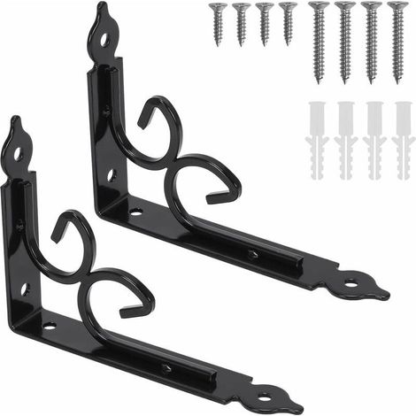 Stück Wandregalhalterungen, robuste schwarze Vintage-Metallhalterungen, 150 x 115 x 3 mm, Befestigungswinkel aus Schmiedeeisen mit Schrauben und Dübeln für Wandregale, Schlafzimmermöbel, Dekoration (1/5)
