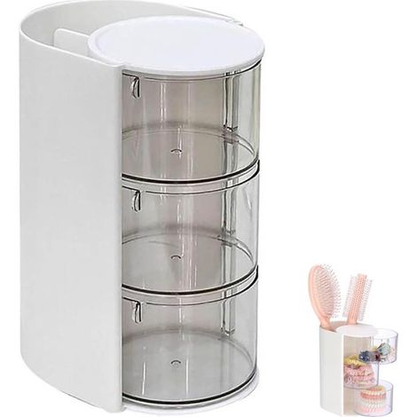 Organizador de accesorios para el cabello, 1 pieza, con 3 niveles, para collares, pendientes, pulseras, anillos, brochas de maquillaje, rosa (1/5)