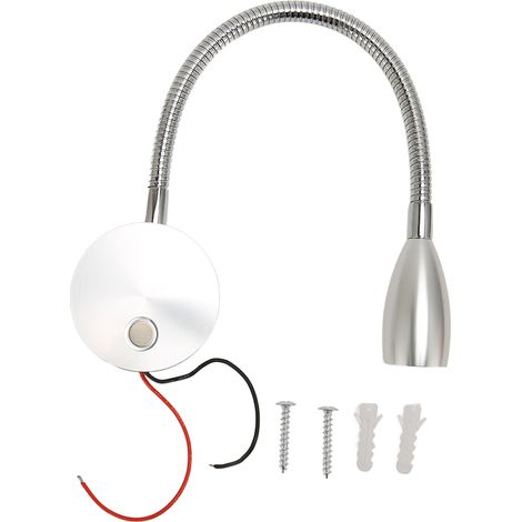 Lampe de chevet LED à col de cygne pour camping-car, avec port USB Type-C, commande tactile, alimentation CC 12-24 V, lumière douce, idéale pour camping-car, fourgon aménagé ou bateau (couleur argent) (1/5)