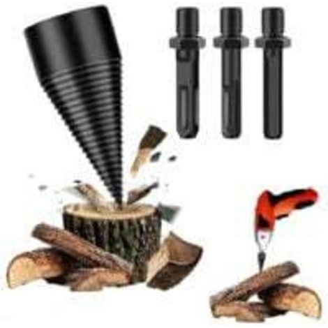 42-mm-Holzspalterbohrer, 4-teiliges Holzspalter-Set mit 3 Bohrern, Holzspalter für Brennholzverarbeitungsmaschinen, Kegelschraubenbohrer, einfacher Holzspalter (1/5)