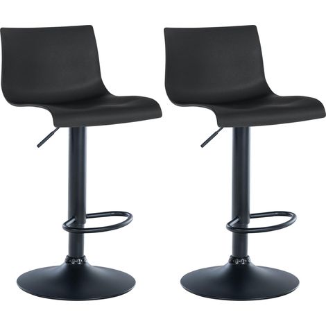 Set di 2 sgabelli da bar dal design semplice con poggiapiedi in plastica nera gambe in metallo nero 100004047