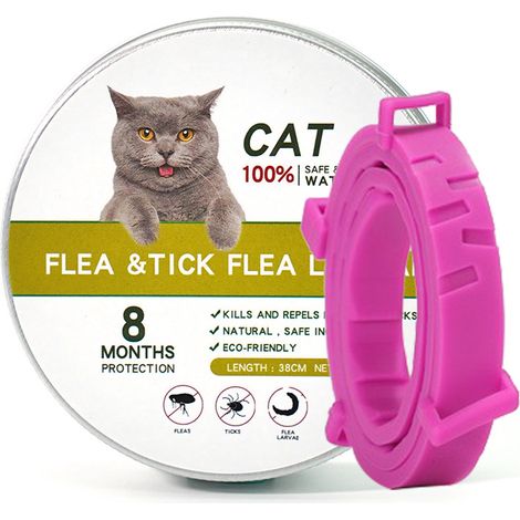 Collier pour chat 1 pièce collier anti-insectes et anti-puces pour chats (chat 18 kg 38 cm, rose) collier anti-insectes et anti-puces (1/2)