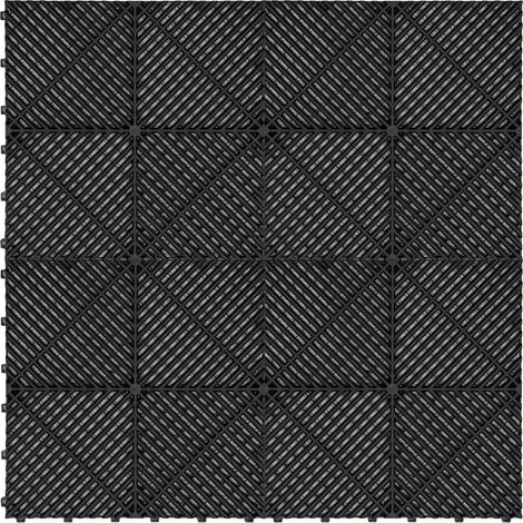 Carrelage de Sol Ventilée Modulaire Imbriqué & Bordures 225 Noir Garage Double Tapis de Sol Showroom Atelier Ultra-Résistant Polypropylène Antidérapant Imperméable Drainage 6 x 6 M 36 M2