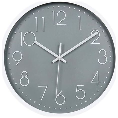 12" Orologio da Muro Moderno Silenzioso, Pendolo da Parete per Camera da Letto, Cucina e Soggiorno - Grigio (1/4)