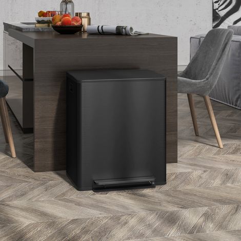 Cubo de basura reciclaje 2x25L acero inoxidable OKMYHOME (1/5)