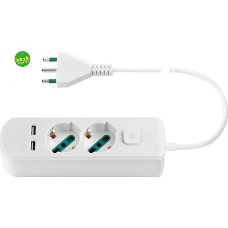 Presa Vimar a 2 uscite universale +2USB+S17+interruttore bianco
