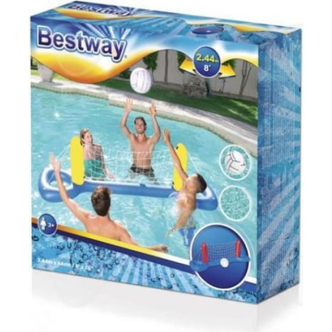 1 Set de volleyball aquatique, filet gonflable 2,44m, support sportif, équipement plage, jeu eau (1/4)
