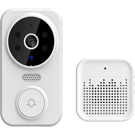 Videocitofono intelligente senza fili con suoneria wireless, interfono ricaricabile con visione notturna, telecamera di sicurezza WiFi, audio bidirezionale