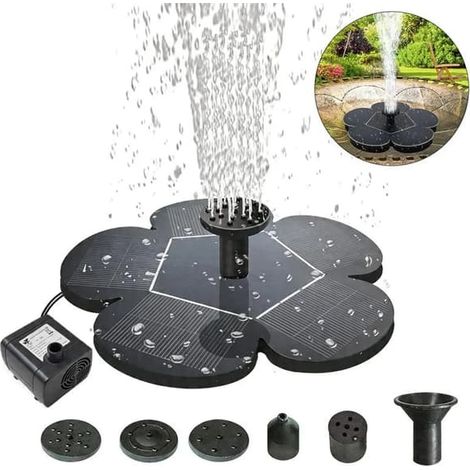 Fontaine solaire flottante 4W, pompe solaire pour bassins de jardin et abreuvoirs à oiseaux, décoration de jardin avec fontaine solaire. (1/3)