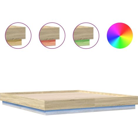 Maison Exclusive - Estructura de cama con luces LED roble Sonoma (1/5)