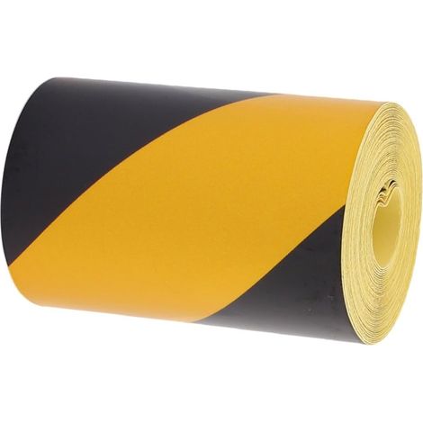 10cm x 15M bande sécurité réfléchissante unique inclinable noir jaune (1/3)